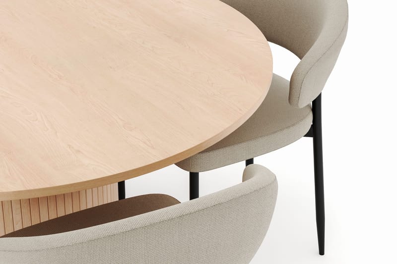 Kopparbo Runt Matbord 130 cm med 4 Sawako Stolar - Beige - Möbler - Bord & matgrupper - Matgrupper