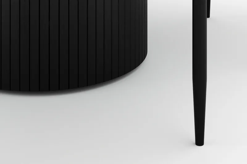 Kopparbo Runt Matbord 130 cm  med 4 Sawako Stolar - Svart - Möbler - Bord & matgrupper - Matgrupper