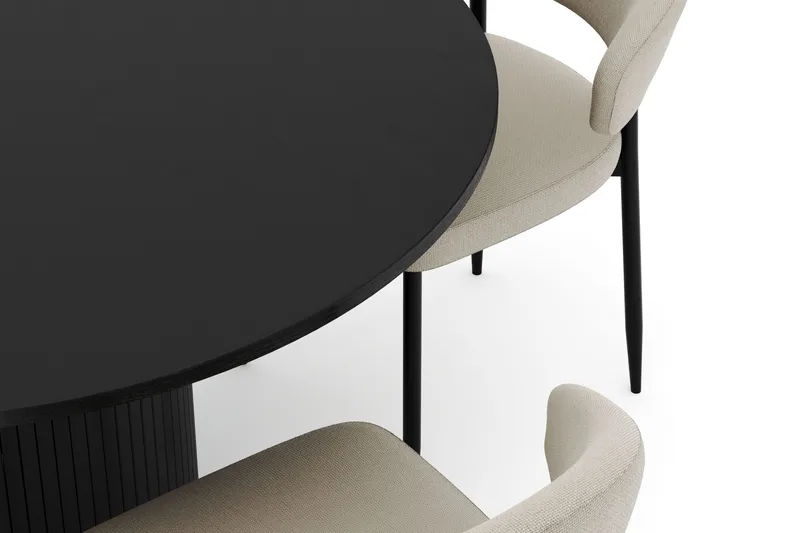 Kopparbo Runt Matbord 130 cm  med 4 Sawako Stolar - Svart - Möbler - Bord & matgrupper - Matgrupper