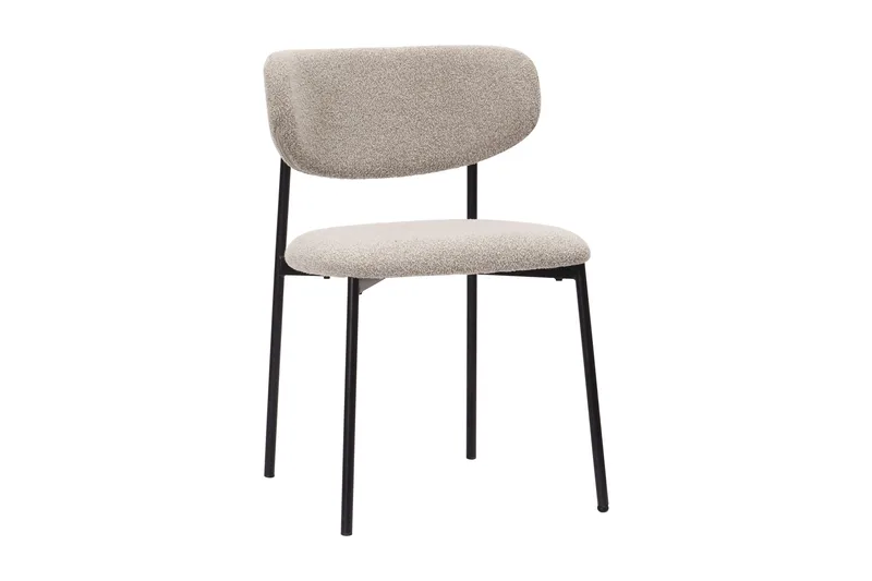 Kopparbo Runt Matbord 130 cm med 6 Lucy Matstolar - Svart trä / Greige Bouclé / Metallben Svart - Möbler - Bord & matgrupper - Matgrupper