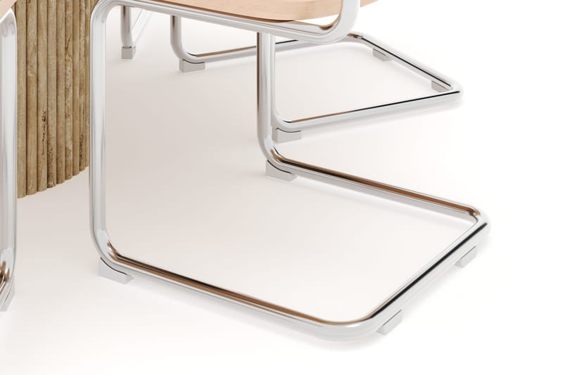 Kopparbo Runt Matbord 130cm Travetin utseende med 6 st Build Matstolar - Beige - Möbler - Bord & matgrupper - Matgrupper