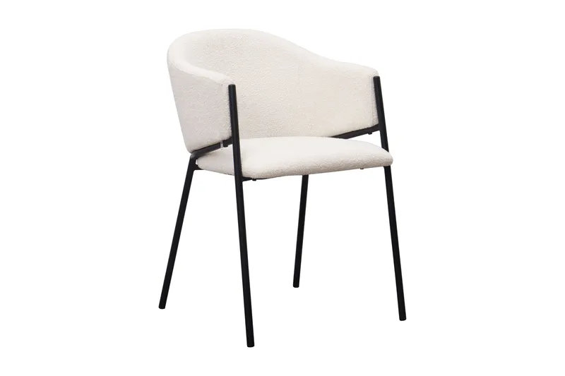 Kopparbo Runt Matbord 150 cm med 6 Filip Matstolar - Vit / Vit Bouclé - Möbler - Bord & matgrupper - Matgrupper