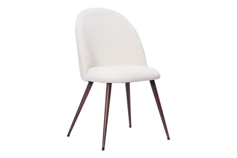 Kopparbo Runt Matbord 150 cm med 6 Nibe Plus Matstolar - Valnöt / Vit Bouclé / Metallben Valnöt - Möbler - Bord & matgrupper - Matgrupper