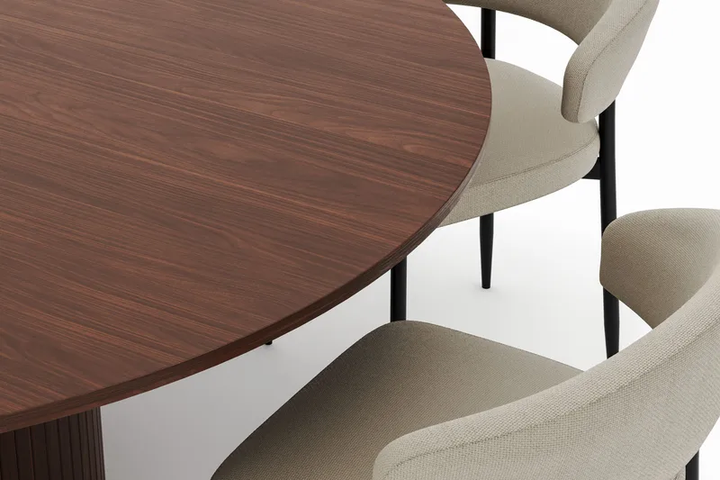 Kopparbo Runt Matbord 180 cm med 6 Sawako Stolar - Valnöt - Möbler - Bord & matgrupper - Matgrupper