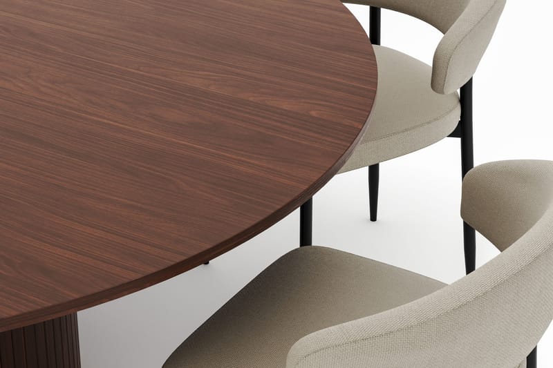 Kopparbo Runt Matbord 180 cm med 6 Sawako Stolar - Valnöt - Möbler - Bord & matgrupper - Matgrupper