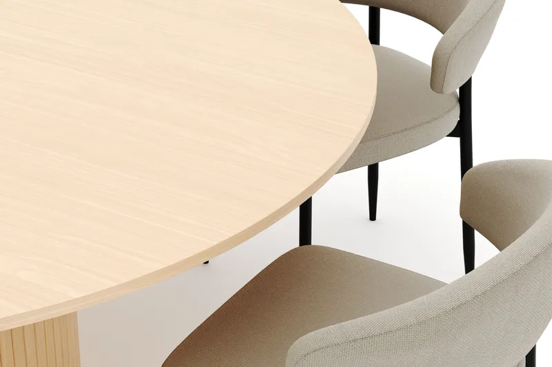 Kopparbo Runt Matbord 180 cm med 6 Sawako Stolar - Whitewash - Möbler - Bord & matgrupper - Matgrupper