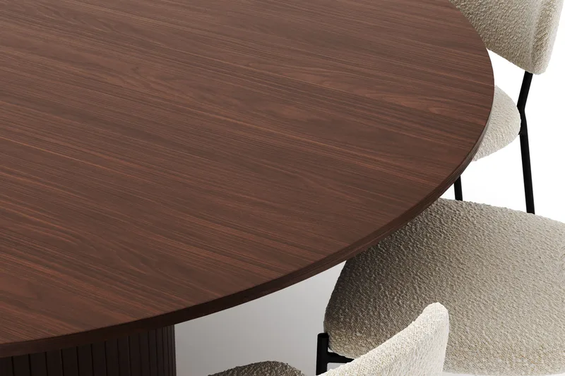 Kopparbo Runt Matbord 180 cm med 8 Gemmiano Stolar - Valnöt - Möbler - Bord & matgrupper - Matgrupper