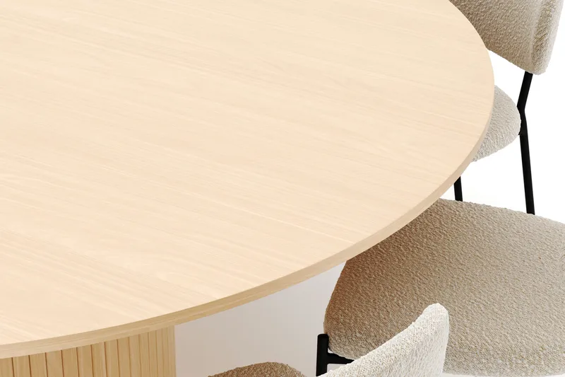 Kopparbo Runt Matbord 180 cm med 8 Gemmiano Stolar - Whitewash - Möbler - Bord & matgrupper - Matgrupper