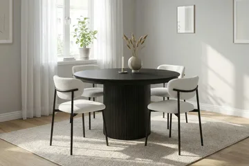 Kopparbo Runt Matbord förlängningsbart 120-220 cm Fanér - Svartlaserad ek - Möbler - Bord & matgrupper - Matbord & köksbord