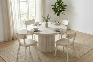 Kopparbo Runt Matbordförlängningsbart 120-220 cm Fanér - Vitlaserad ek - Möbler - Bord & matgrupper - Matbord & köksbord