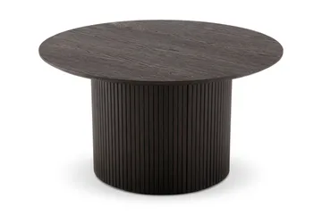 Kopparbo Runt Soffbord 85 cm med Trä- och Rökt Ek-utseende, Ribbad Pelarfot och Tunn Bordsskiva - Mörkbrun - Möbler - Bord & matgrupper - Soffbord