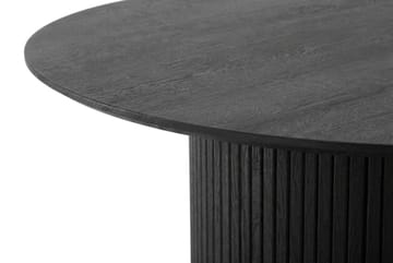 Kopparbo Runt Soffbord 85 cm med Trä- och Svartlaserad Ek-utseende, Ribbad Pelarfot och Tunn Bordsskiva - Svart - Möbler - Bord & matgrupper - Soffbord