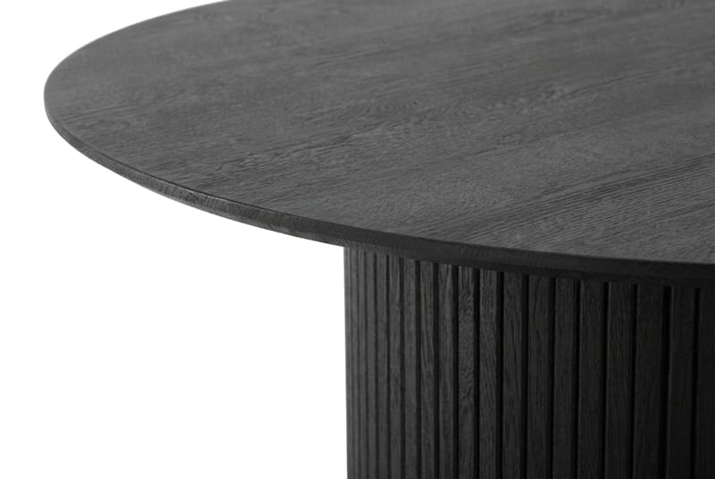 Kopparbo Runt Soffbord 85 cm med Trä- och Svartlaserad Ek-utseende, Ribbad Pelarfot och Tunn Bordsskiva - Svart - Möbler - Bord & matgrupper - Soffbord