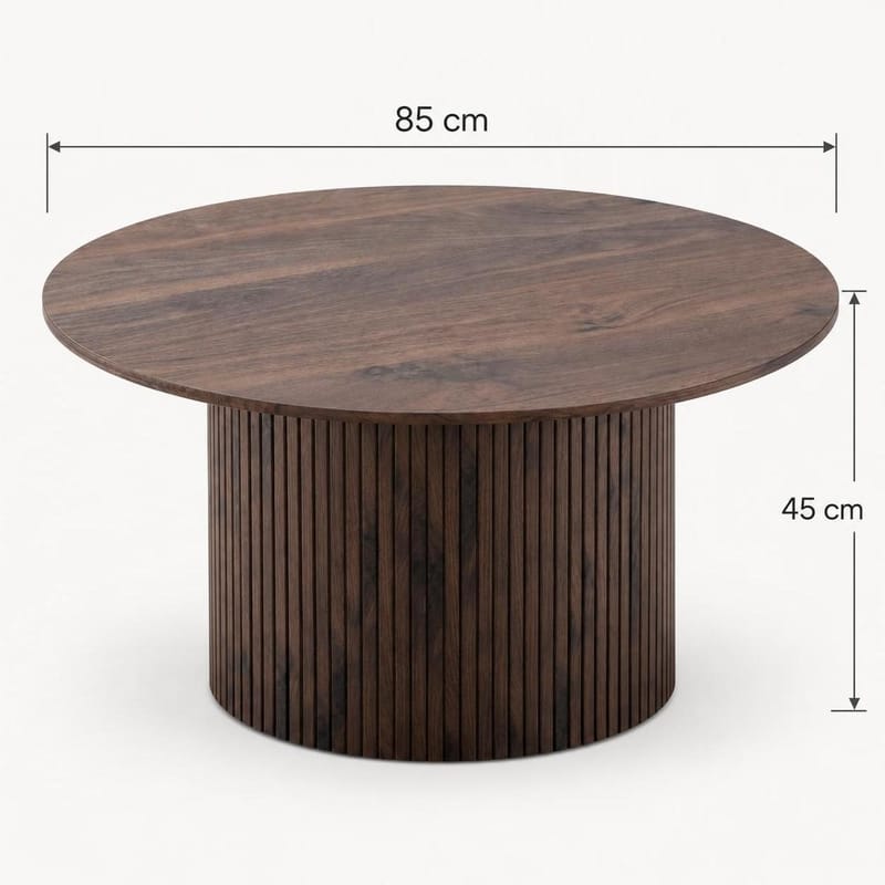 Kopparbo Soffbord Rund 85 cm med tunn bordsskiva - Valnöt - Möbler - Bord & matgrupper - Soffbord