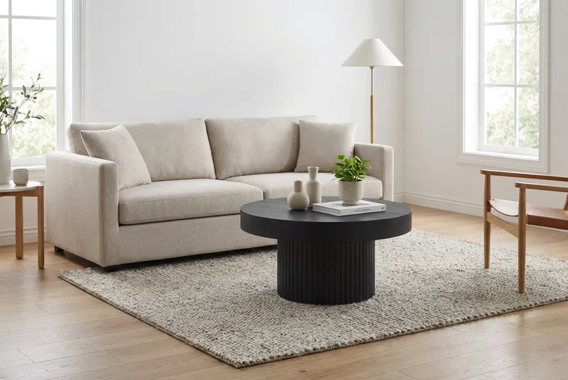 Kopparbo Soffbord Rund 85 cm tjock bordsskiva - Svart - Möbler - Bord & matgrupper - Soffbord