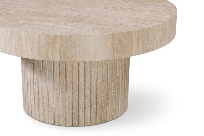 Kopparbo Soffbord Rund 85 cm tjock bordsskiva - Travertin - Möbler - Bord & matgrupper - Soffbord