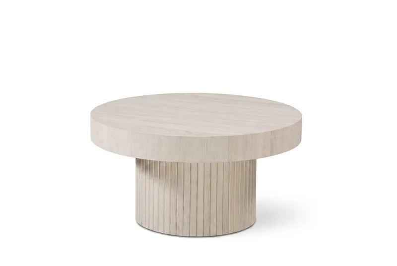 Kopparbo Soffbord Rund 85 cm tjock bordsskiva, Vitlaserad ek