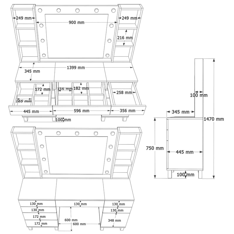 Koren Sminkbord 139,9x147x139,9 cm - Vit - Möbler - Bord & matgrupper - Sminkbord & toalettbord