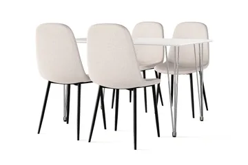 Kronblom Matbord 120 cm +  4 st Nibe stol beige med svarta ben - Vit/Beige - Möbler - Bord & matgrupper - Matgrupper