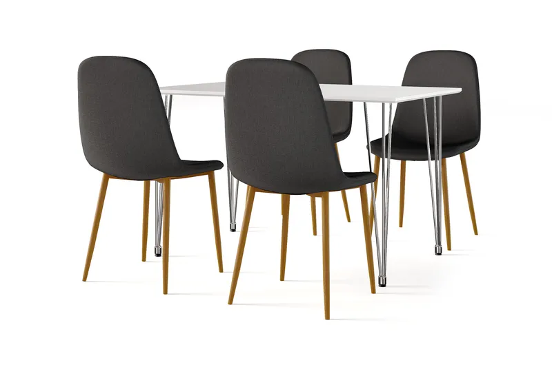 Kronblom Matbord 120 cm +  4 st Nibe stol svart med ek ben - Vit/Svart - Möbler - Bord & matgrupper - Matgrupper