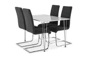 Kronblom Matgrupp 120 cm med 4 Cibus Stol - Vit/Krom/Grå - Möbler - Bord & matgrupper - Matgrupper
