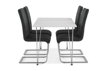 Kronblom Matgrupp 120 cm med 4 Cibus Stol - Vit/Krom/Grå - Möbler - Bord & matgrupper - Matgrupper
