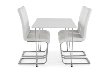 Kronblom Matgrupp 120 cm med 4 Cibus Stol - Vit/Krom/Vit PU - Möbler - Bord & matgrupper - Matgrupper