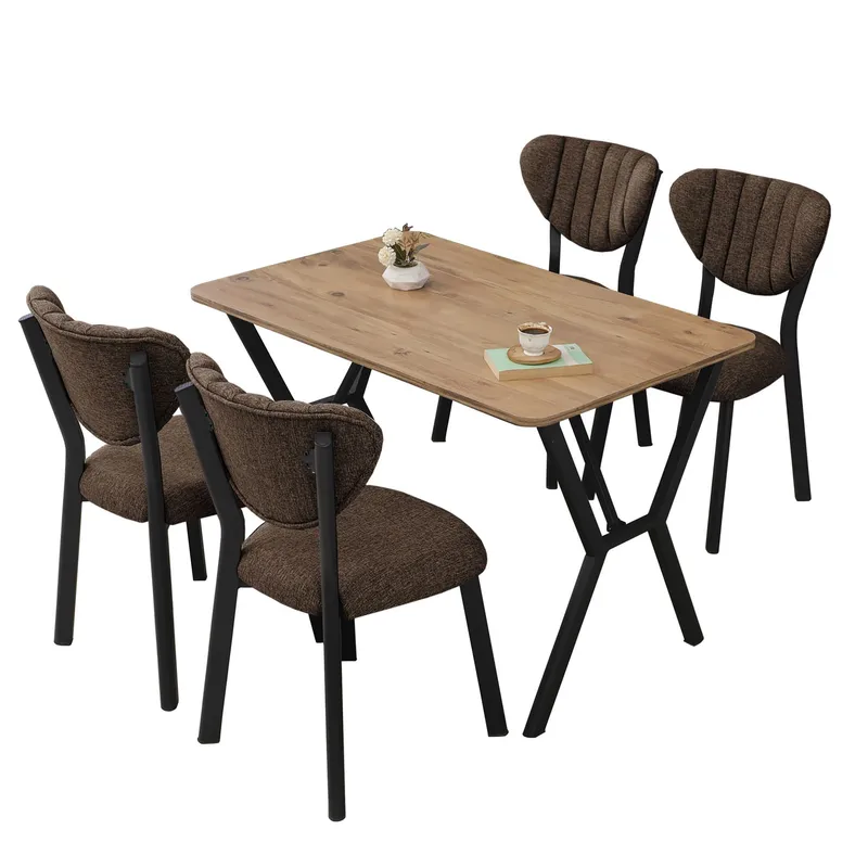 Krylor Matgrupp Bord 110 cm + 4 Stolar - Brun Och Valnöt - Möbler - Bord & matgrupper - Matgrupper