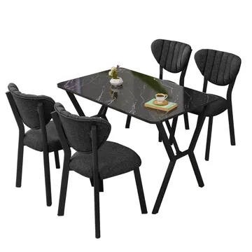 Krylor Matgrupp Bord 110 cm + 4 Stolar - Antracit/Svart - Möbler - Bord & matgrupper - Matgrupper