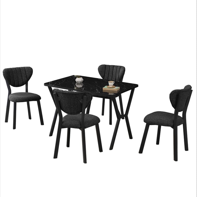 Krylor Matgrupp Bord 110 cm + 4 Stolar - Antracit/Svart - Möbler - Bord & matgrupper - Matgrupper