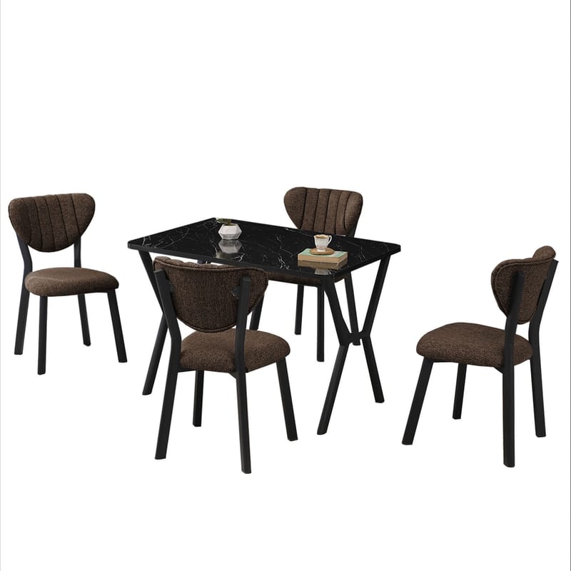 Krylor Matgrupp Bord 110 cm + 4 Stolar - Brun Och Svart - Möbler - Bord & matgrupper - Matgrupper