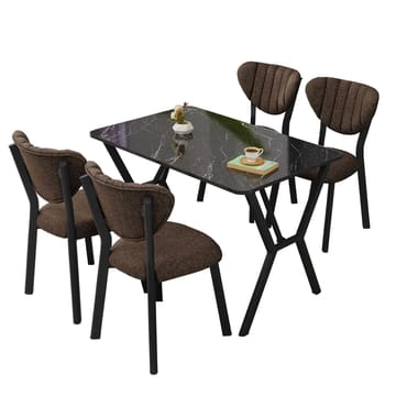 Krylor Matgrupp Bord 110 cm + 4 Stolar - Brun Och Svart - Möbler - Bord & matgrupper - Matgrupper
