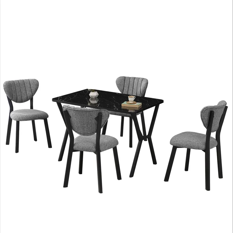 Krylor Matgrupp Bord 110 cm + 4 Stolar - Grå Och Svart - Möbler - Bord & matgrupper - Matgrupper