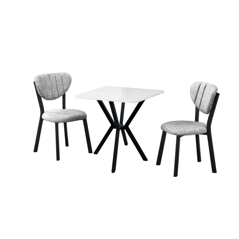 Krylor Matgrupp Bord 70 cm + 2 Stolar, Grå Vit