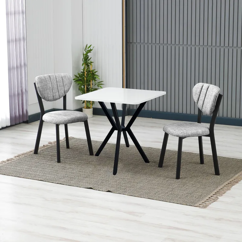 Krylor Matgrupp Bord 70 cm + 2 Stolar - Grå Vit - Möbler - Bord & matgrupper - Matgrupper