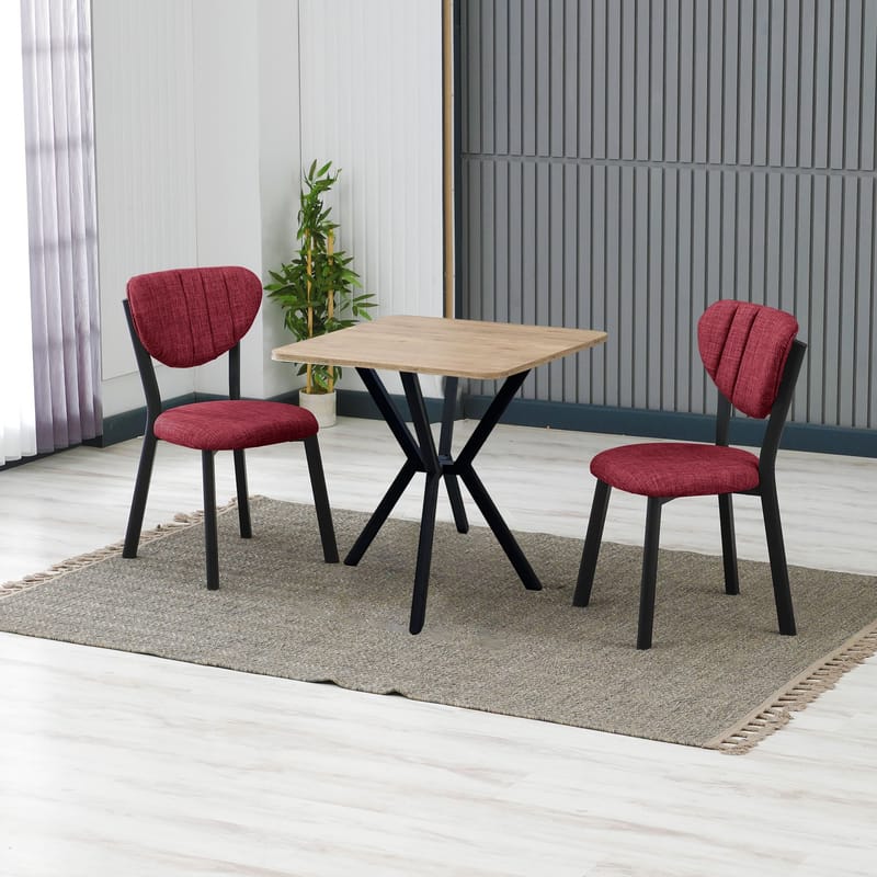 Krylor Matgrupp Bord 70 cm + 2 Stolar - Vinröd Valnöt - Möbler - Bord & matgrupper - Matgrupper