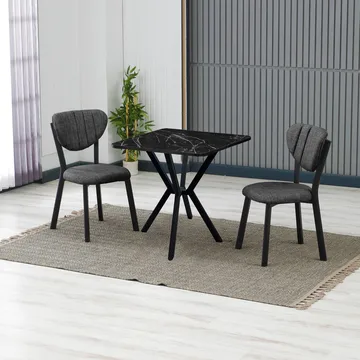 Krylor Matgrupp Bord 70 cm + 2 Stolar - Antracit/Svart - Möbler - Bord & matgrupper - Matgrupper