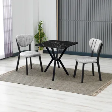 Krylor Matgrupp Bord 70 cm + 2 Stolar - Grå Svart - Möbler - Bord & matgrupper - Matgrupper