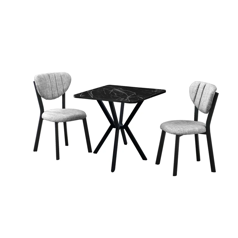 Krylor Matgrupp Bord 70 cm + 2 Stolar, Grå Svart