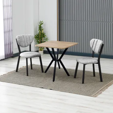 Krylor Matgrupp Bord 70 cm + 2 Stolar - Grå Valnöt - Möbler - Bord & matgrupper - Matgrupper