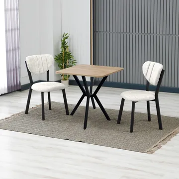Krylor Matgrupp Bord 70 cm + 2 Stolar - Kräm Valnöt - Möbler - Bord & matgrupper - Matgrupper