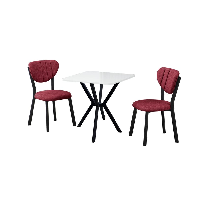 Krylor Matgrupp Bord 70 cm + 2 Stolar, Vinröd Vit