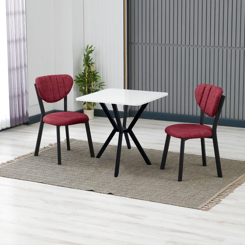 Krylor Matgrupp Bord 70 cm + 2 Stolar - Vinröd Vit - Möbler - Bord & matgrupper - Matgrupper