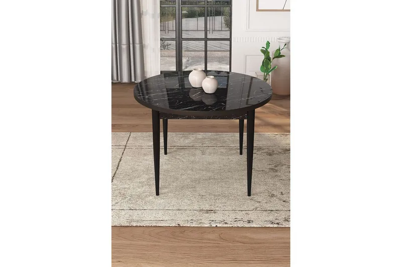 Kummer Matbord 90 cm Rund - Svart Marmor/Svart - Möbler - Bord & matgrupper - Matbord & köksbord