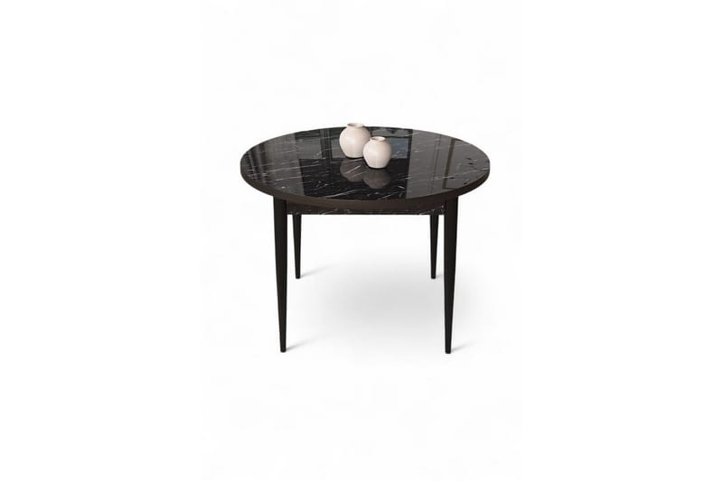 Kummer Matbord 90 cm Rund, Svart Marmor/Svart