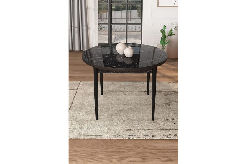 Kummer Matbord 90 cm Rund - Svart Marmor/Svart - Möbler - Bord & matgrupper - Matbord & köksbord