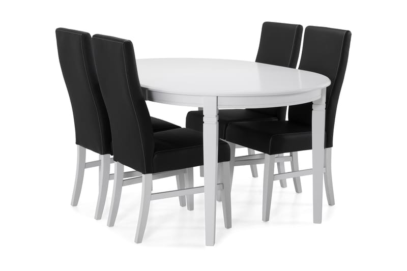 Läckö Matbord med 4 st Mazzi stolar - Vit/Svart - Matgrupper
