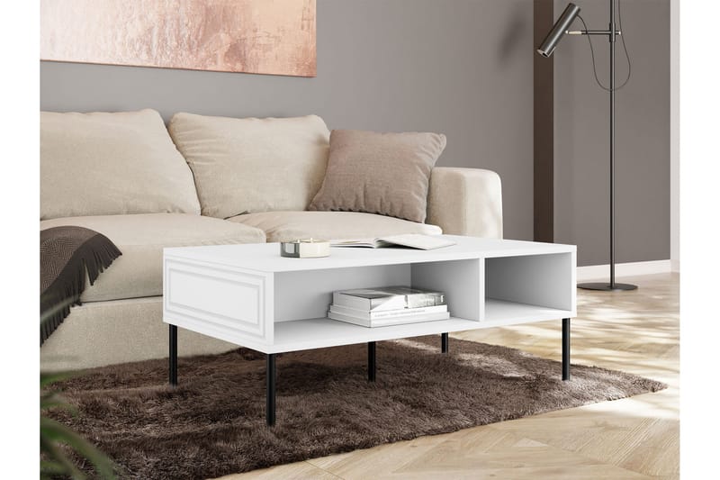 Laholm 110 cm Rektangulärt Soffbord med Hyllor i Målat Trä - Vit - Möbler - Bord & matgrupper - Soffbord