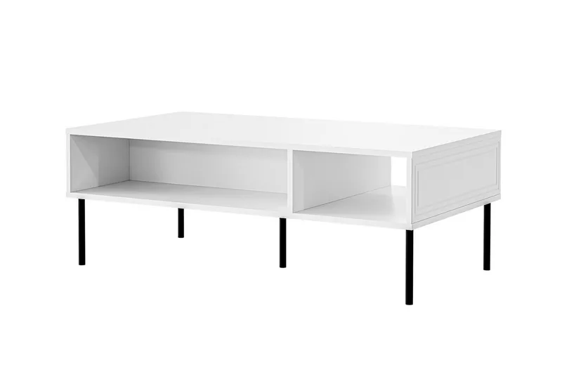 Laholm 110 cm Rektangulärt Soffbord med Hyllor i Målat Trä, Vit