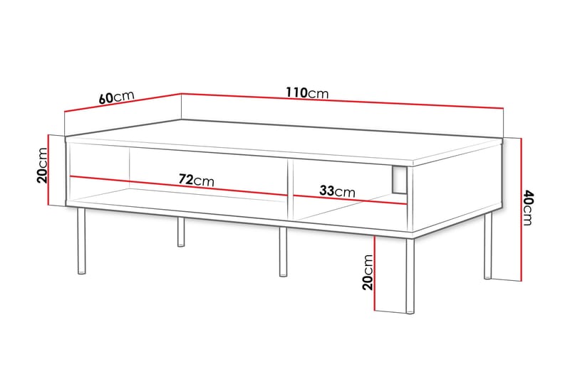 Laholm 110 cm Rektangulärt Soffbord med Hyllor i Målat Trä - Vit - Möbler - Bord & matgrupper - Soffbord
